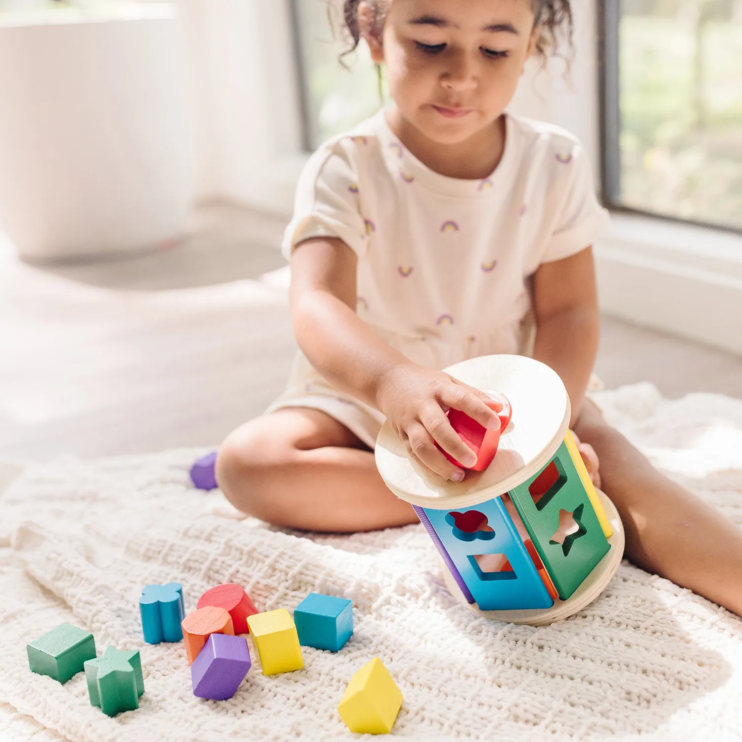 Melissa & Doug Match and Roll vormenstoof hout 12 vormen