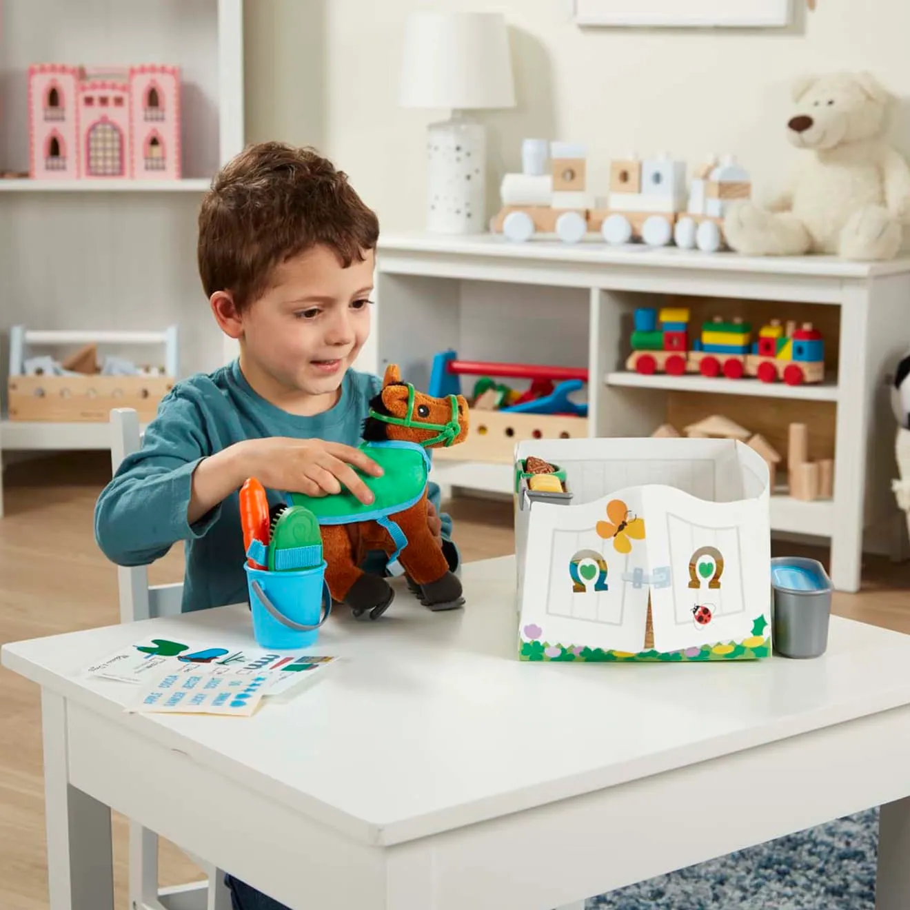 Melissa & Doug Feed & Groom Horse Care paardenset met knuffel