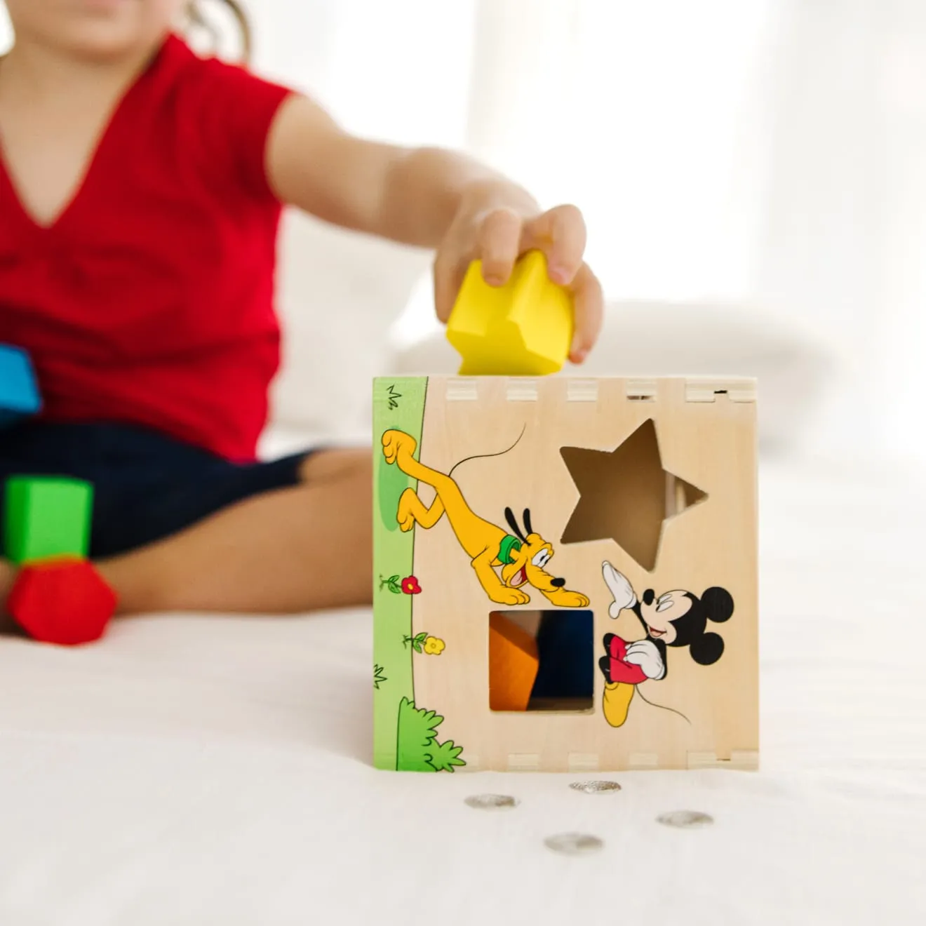 Melissa & Doug Mickey Mouse sorteerkubus hout 9 vormen