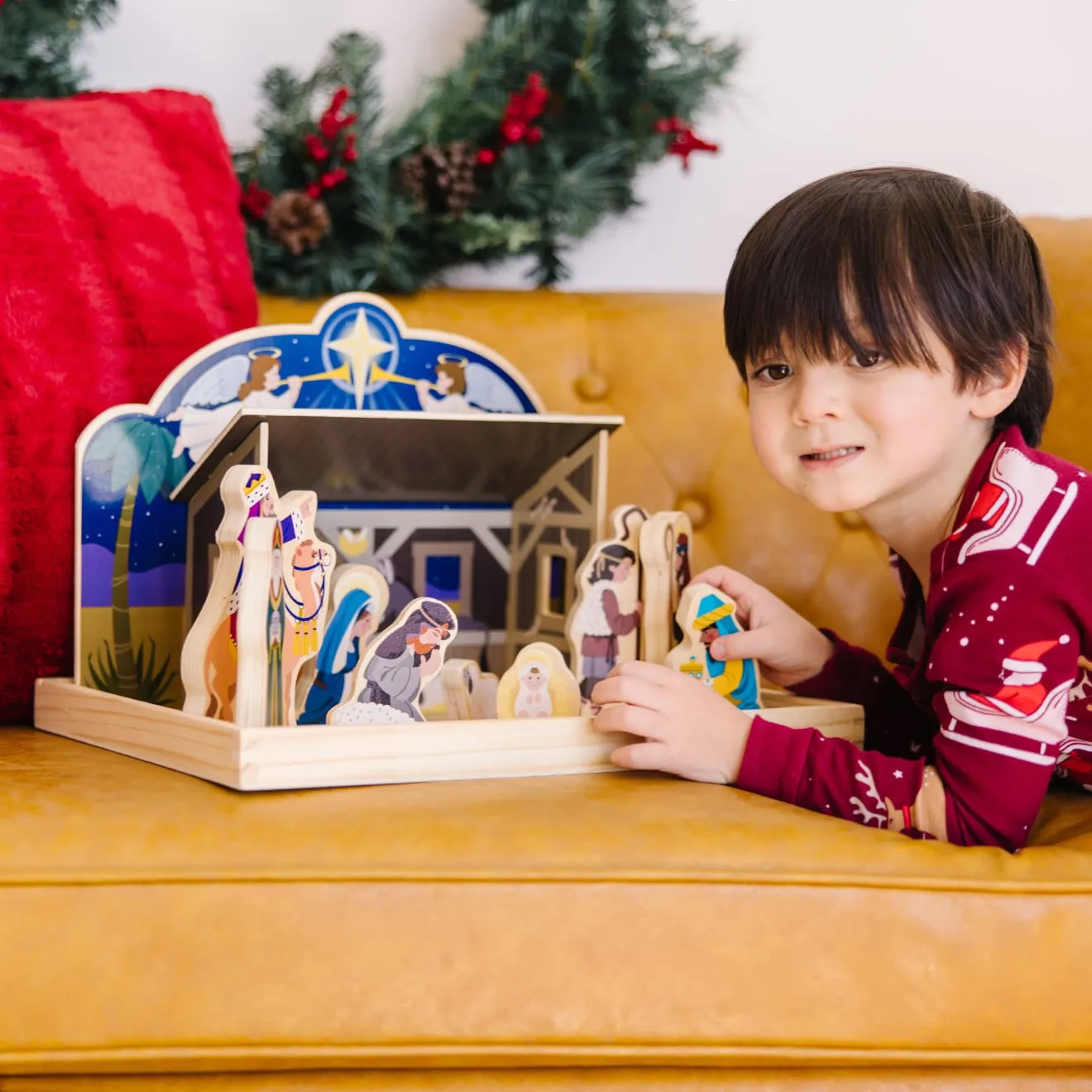 Melissa & Doug houten kerststal 15-delig kindvriendelijk