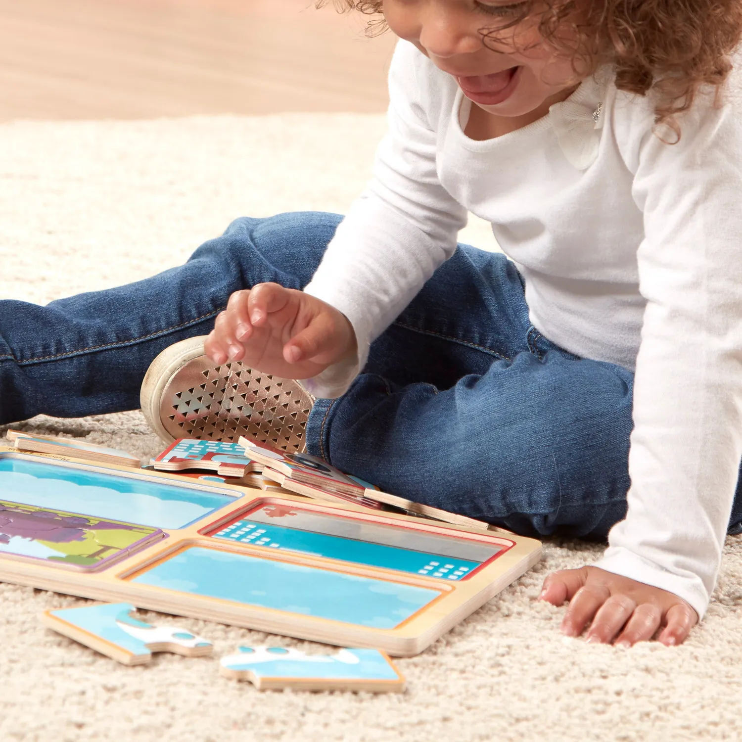 Melissa & Doug Natural Play Ready Set Go houten puzzel