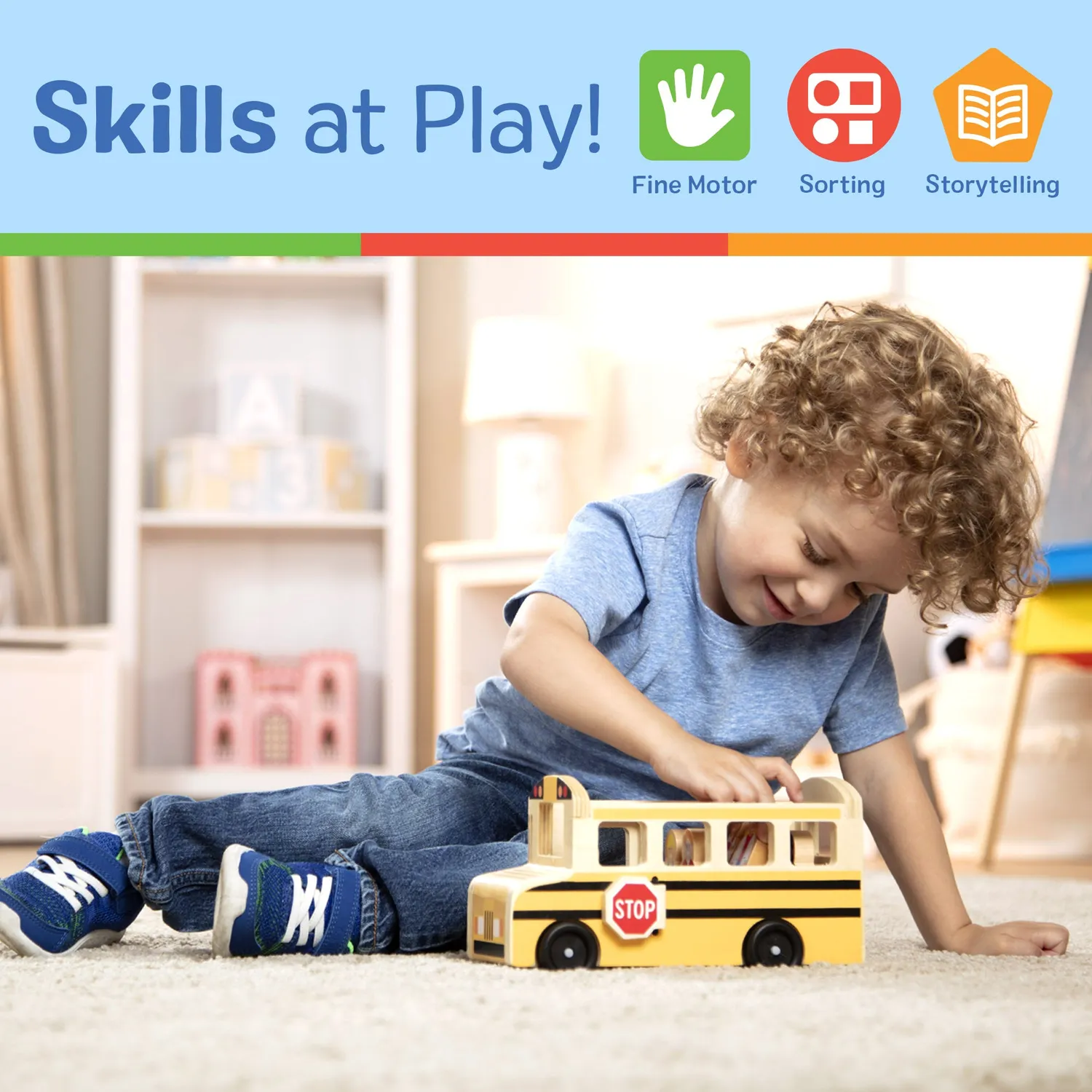 Melissa & Doug Wooden School Bus speelbus 8-delig hout