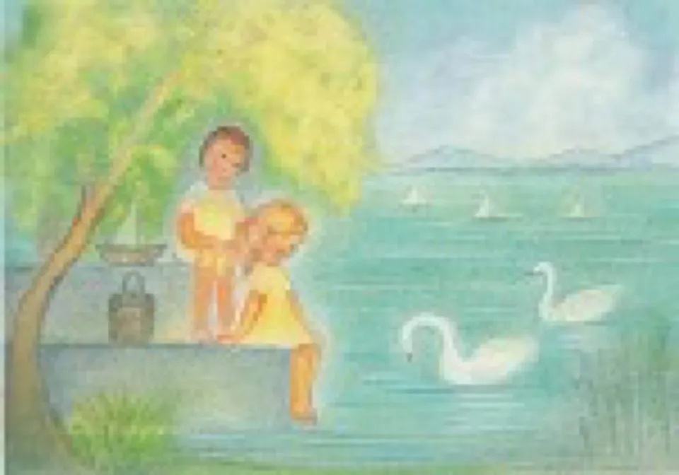 Ginger Fairy Ruth Elsässer Juli Zwei Kinder am Ufer des Sees kaart