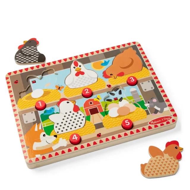 Melissa & Doug Happy Hens puzzel drukknop 2-3 jaar tellen