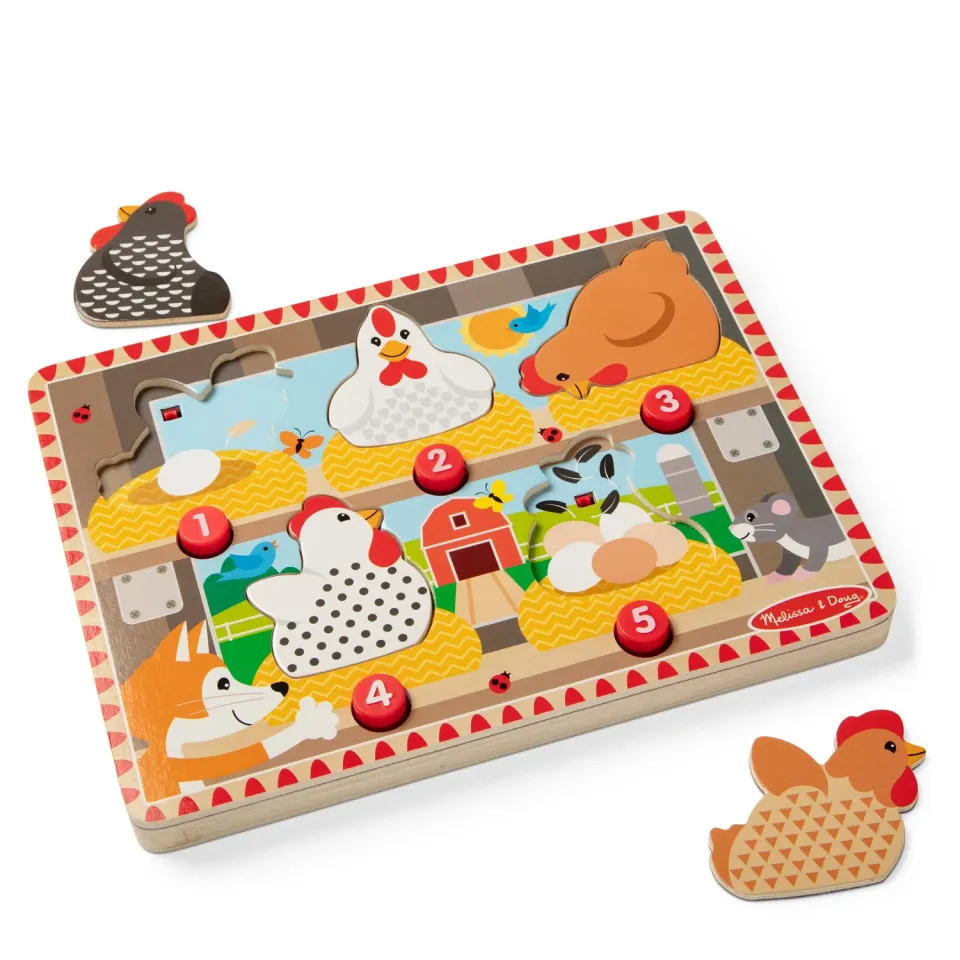 Melissa & Doug Happy Hens puzzel drukknop 2-3 jaar tellen