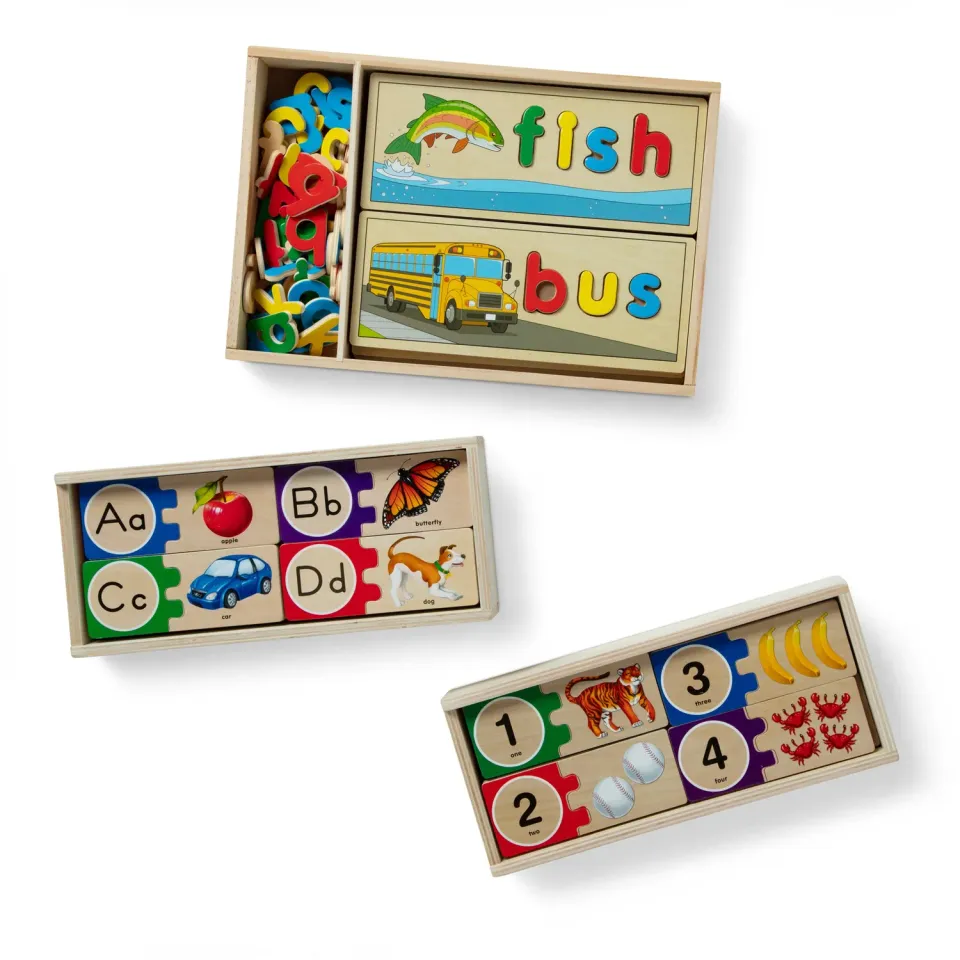 Melissa & Doug Early Learning puzzelset 3 houten puzzels