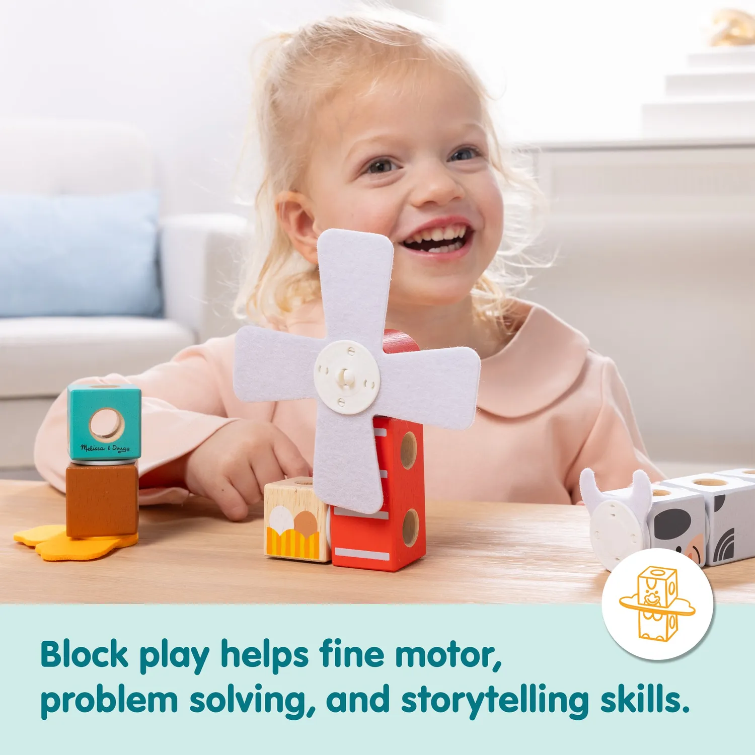 Melissa & Doug Blockables Farm Friends bouwset 16-delig