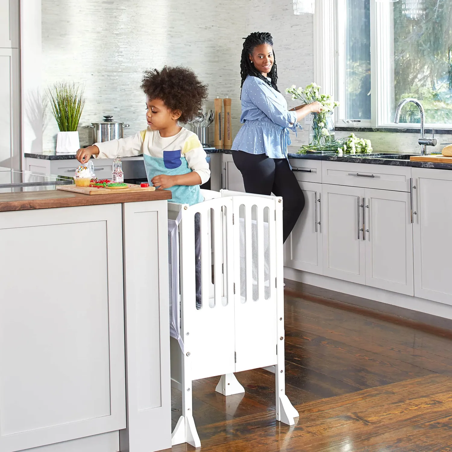 Guidecraft Contemporary Kitchen Helper leertoren wit peuter