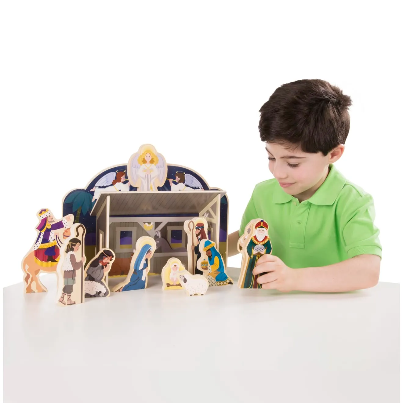 Melissa & Doug houten kerststal 15-delig kindvriendelijk