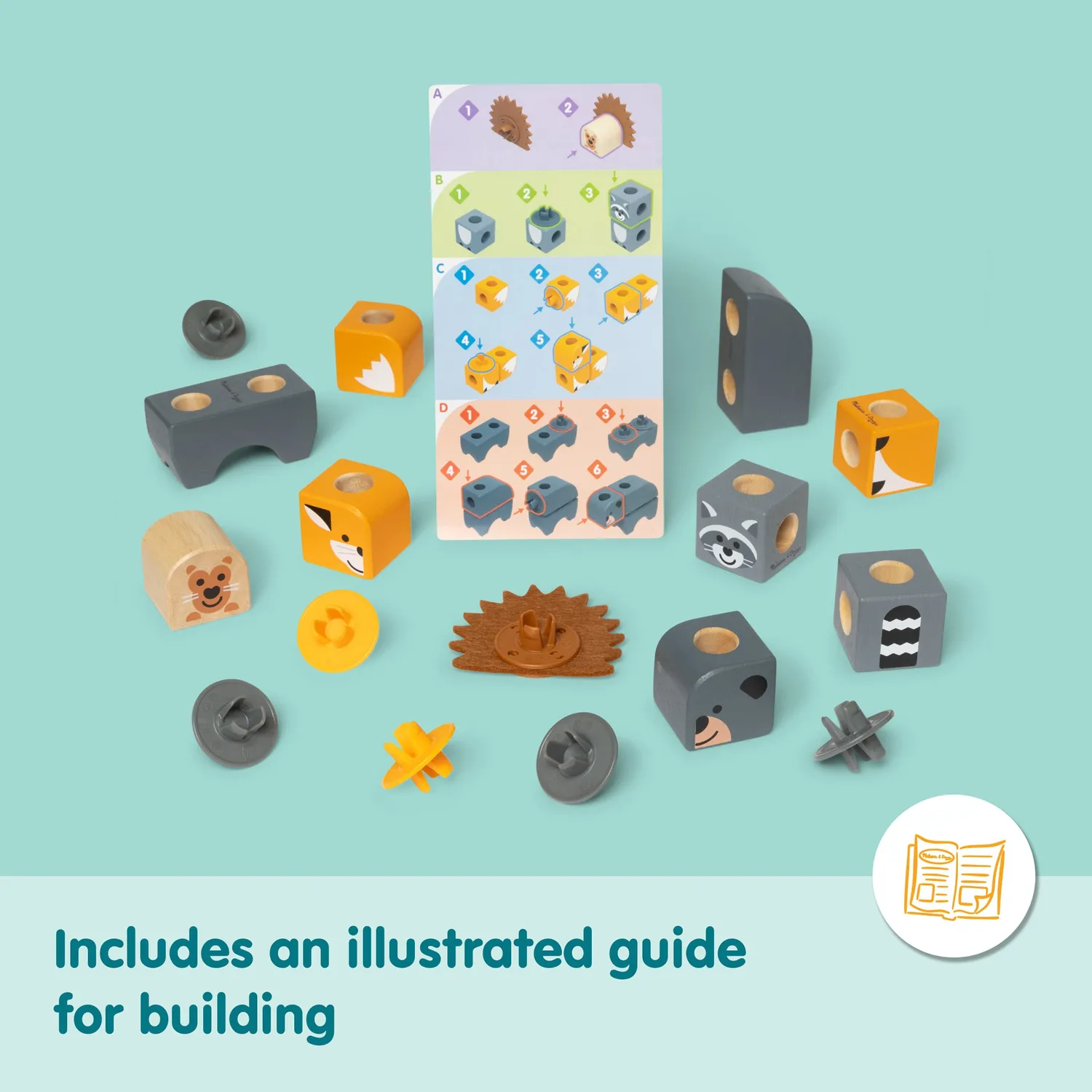 Melissa & Doug Blockables Woodland Friends Bouwset 16-delig