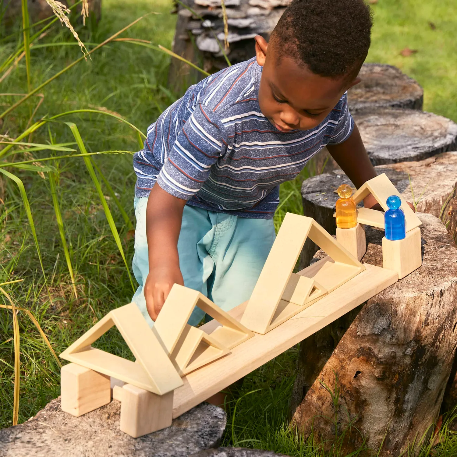 Guidecraft Discovery Triangles stapelspeelgoed naturel