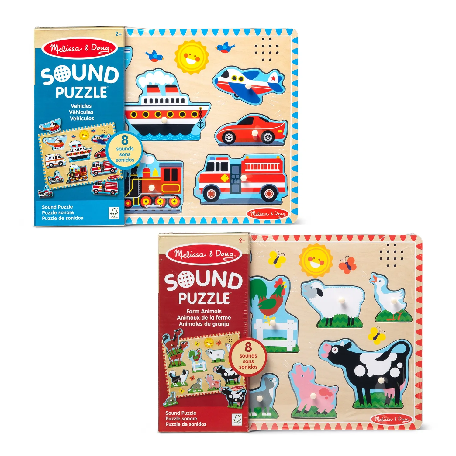 Melissa & Doug geluidspuzzel 2-pack boerderij voertuigen