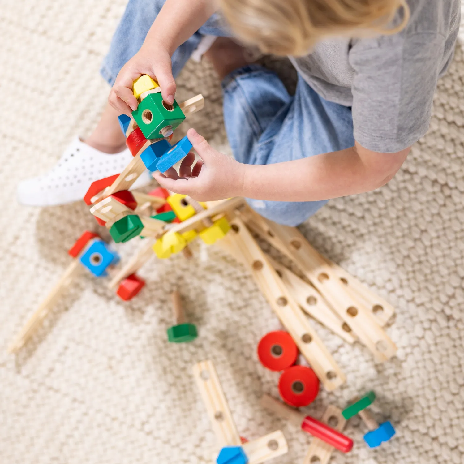 Melissa & Doug Construction Set in a Box bouwset 48-delig hout