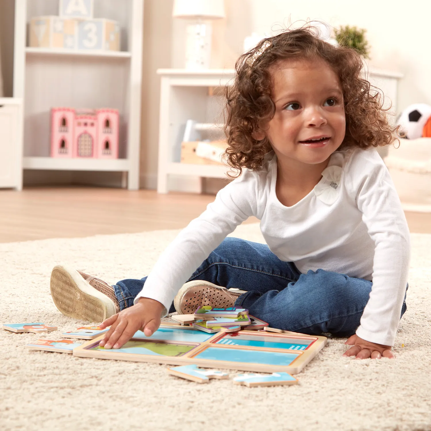 Melissa & Doug Natural Play Ready Set Go houten puzzel