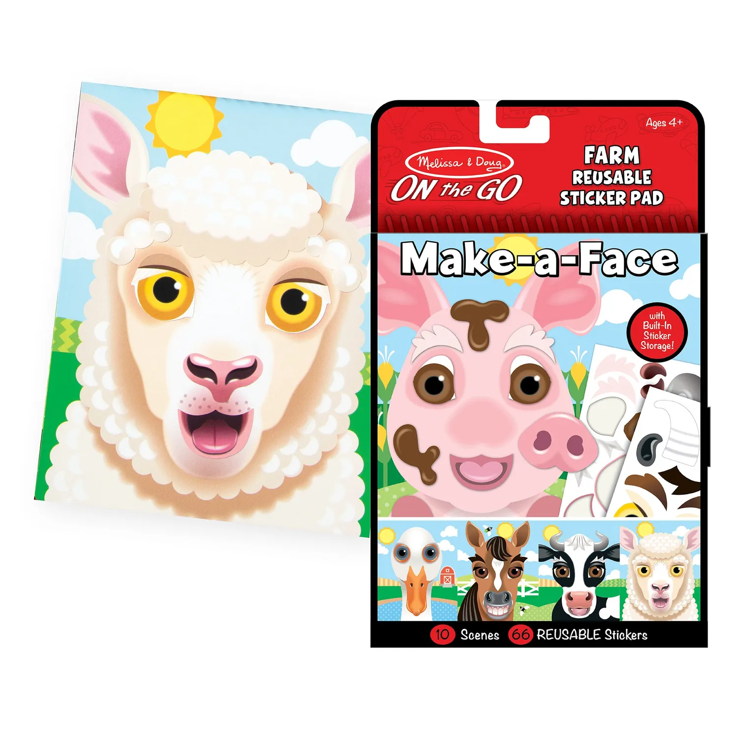 Melissa & Doug Make-a-Face stickerboek 3-pack dieren