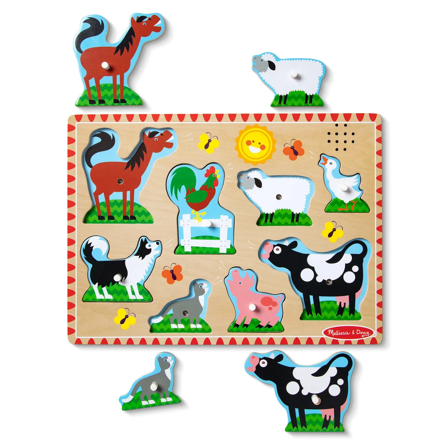 Melissa & Doug Farm Animals geluidspuzzel hout 8 stukjes