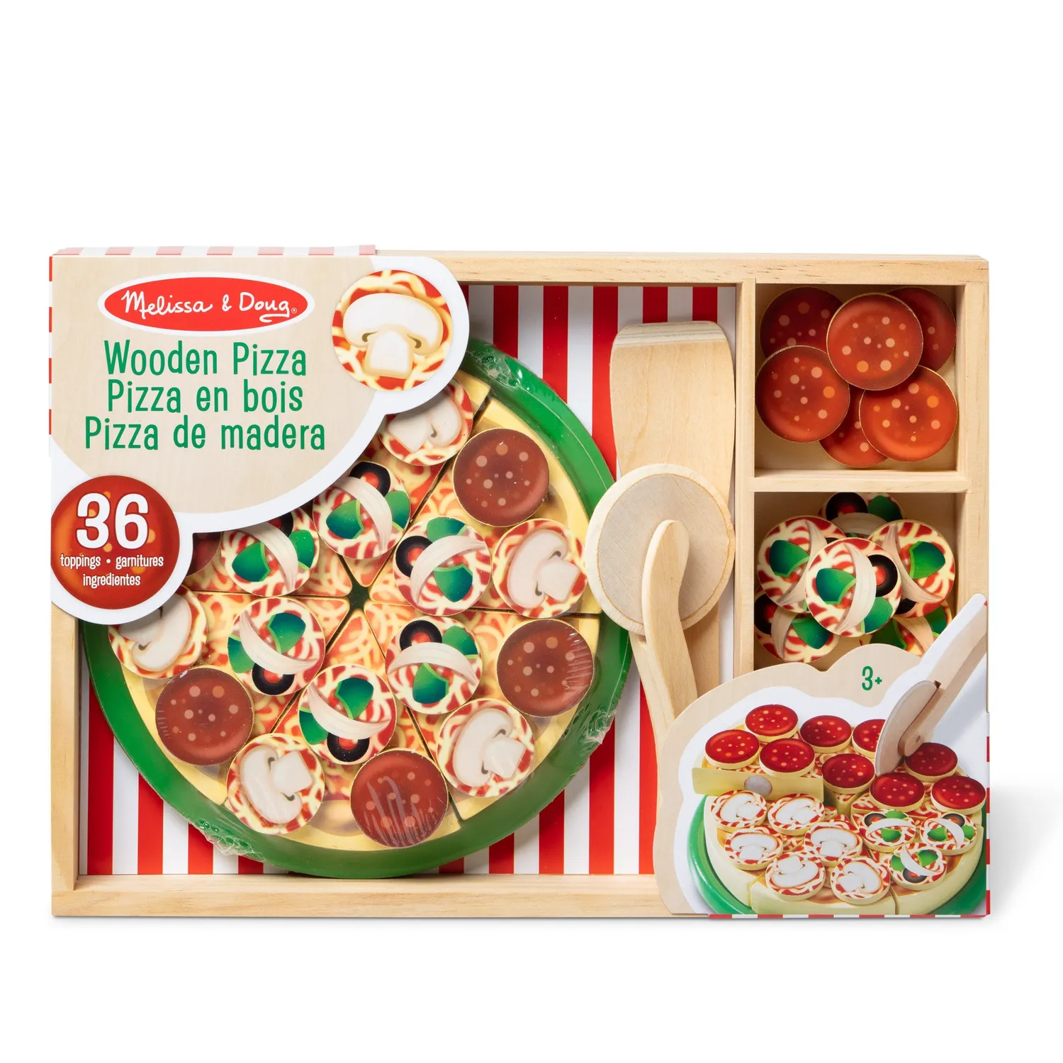 Melissa & Doug Pizza Party houten speelgoedpizza 6 plakjes