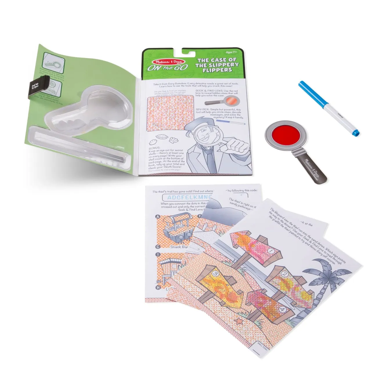 Melissa & Doug Secret Decoder spel Slippery Flippers speurboek 18-pag