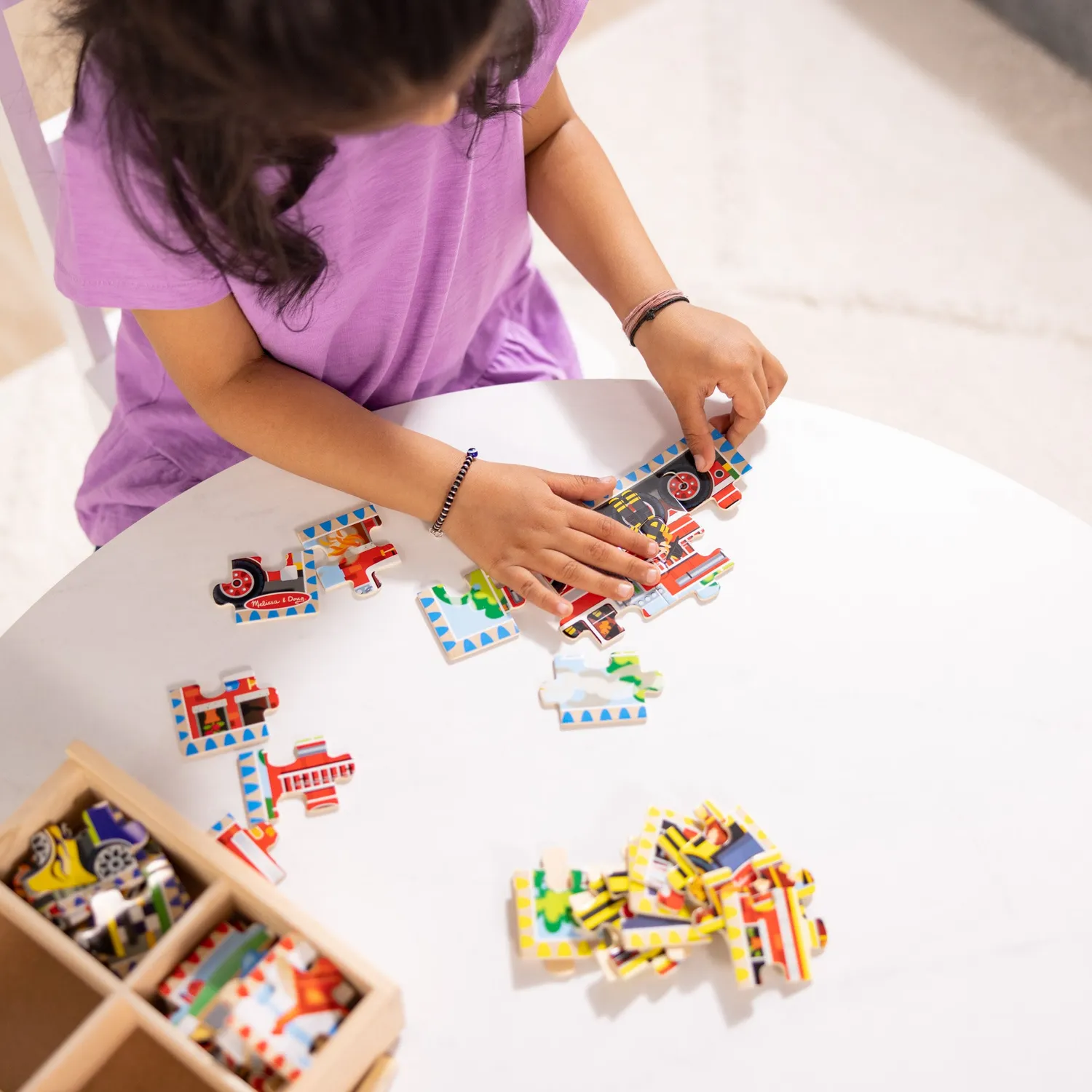 Melissa & Doug Vehicles Houten Puzzelset 4 x 12 stukjes