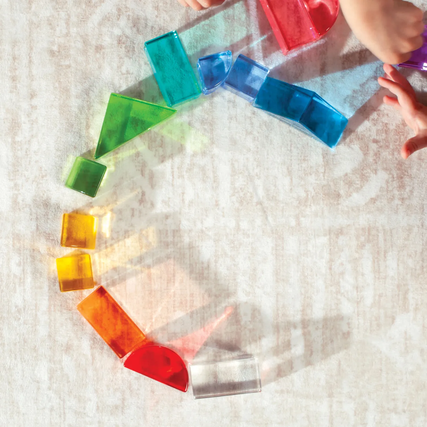 Guidecraft Acrylic Rainbow Unit Blocks Foundation Set bouwblokken 16-delig