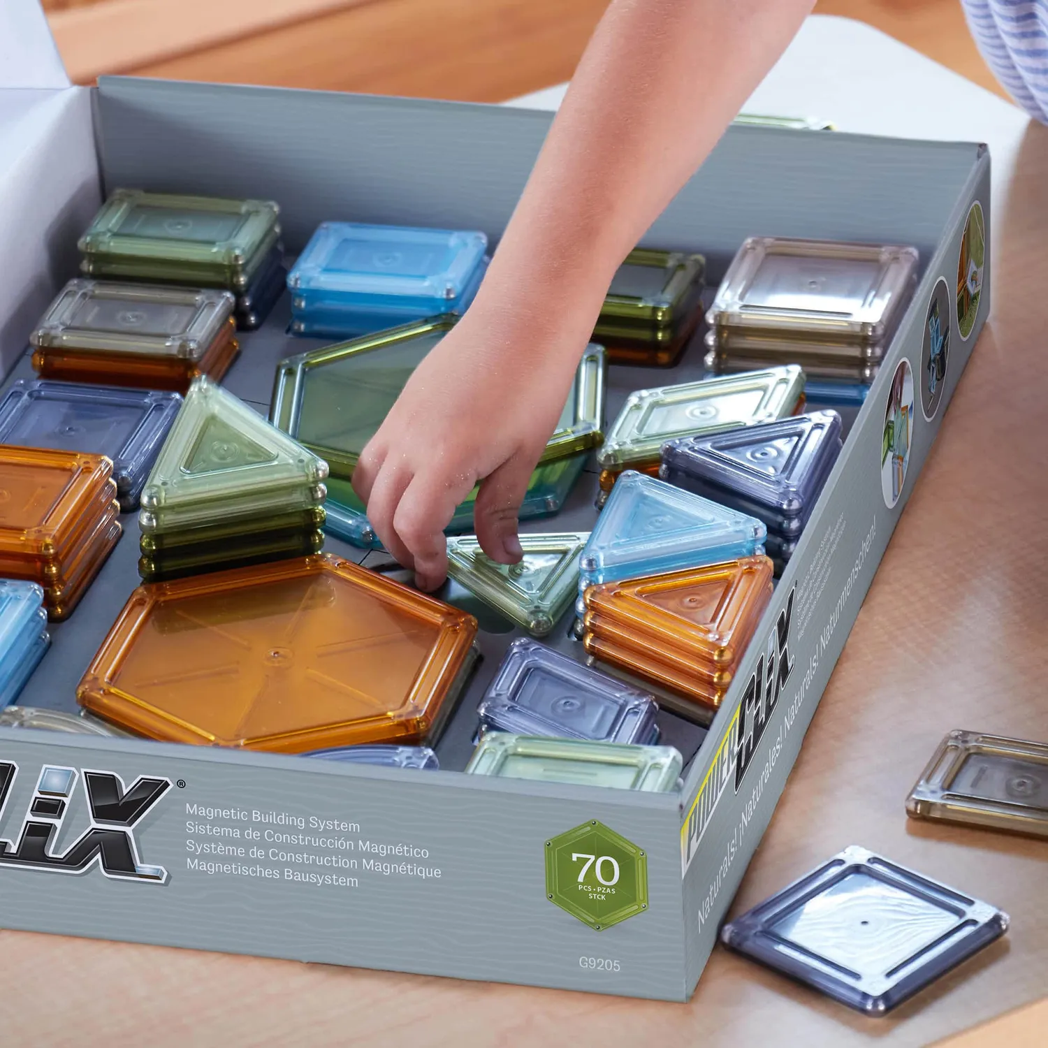 Guidecraft PowerClix Solids Natural 70 bouwset magnetisch