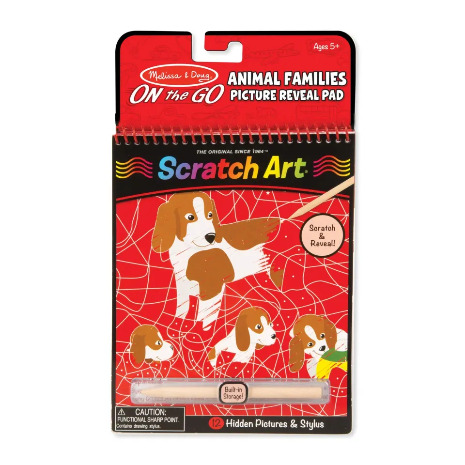 Melissa & Doug Animal Families krasboek 12 kraskaarten met pen