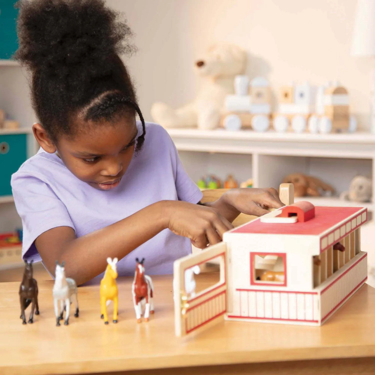 Melissa & Doug Take-Along Show-Horse Stable paardenstal 8 paarden