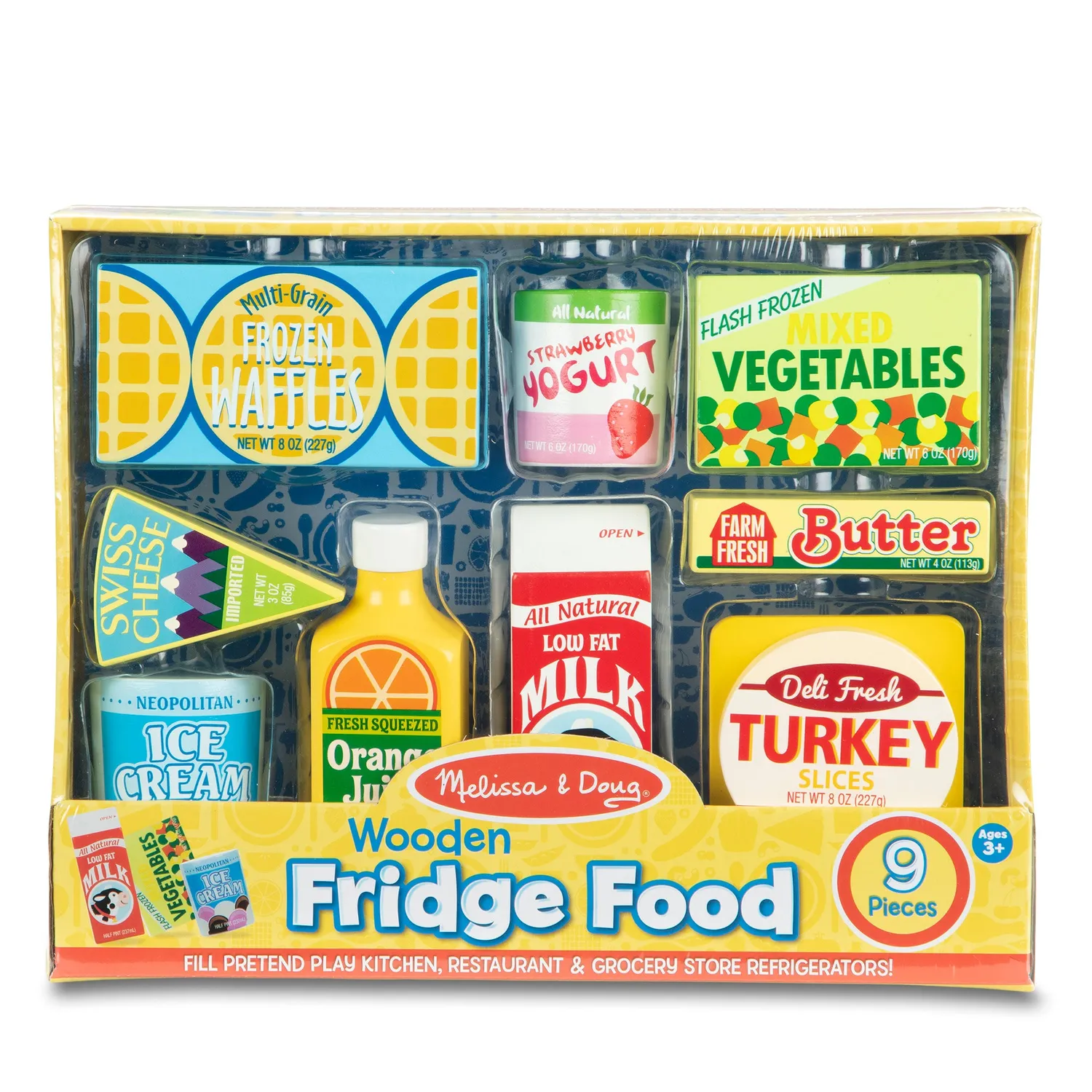 Melissa & Doug Wooden Fridge Food speelvoedsel 9-delig