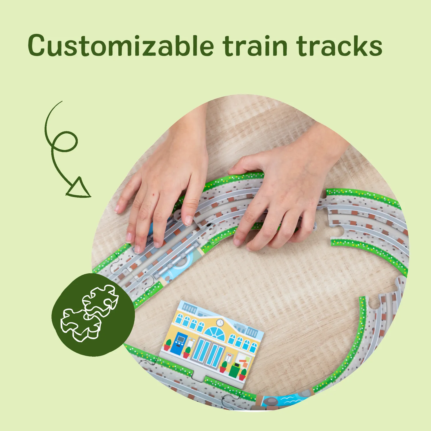 Melissa & Doug Trein vloerpuzzel 48 stuks met 2 treintjes spoor