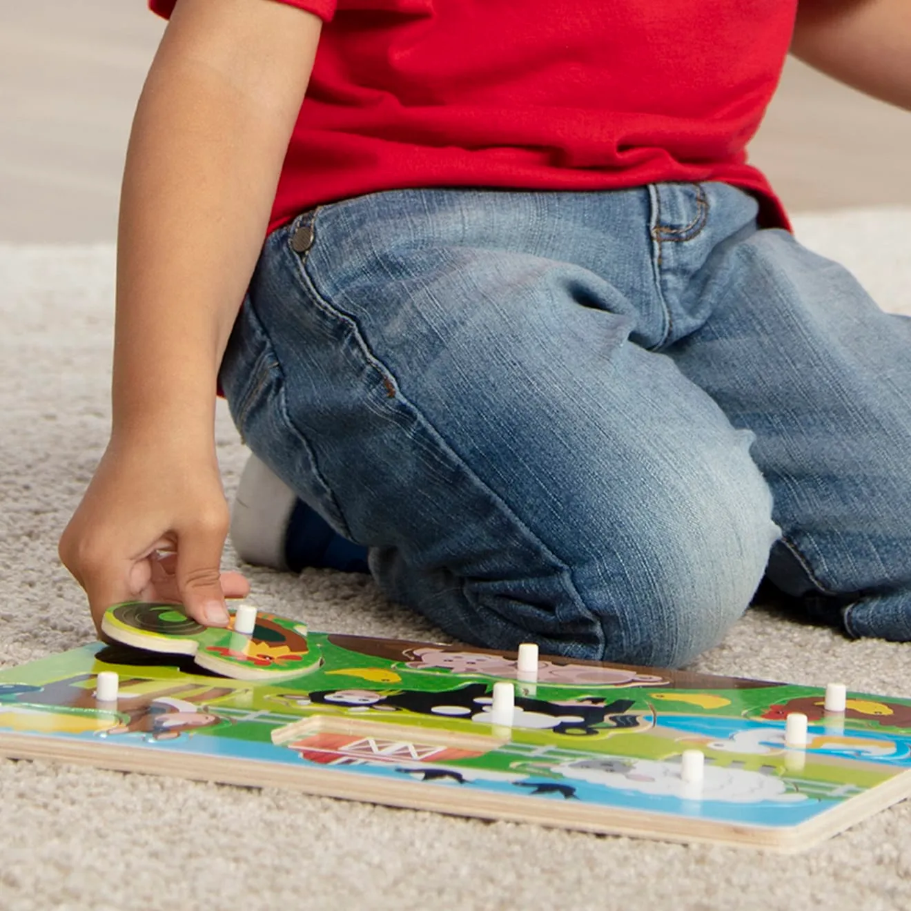 Melissa & Doug Farm Peg Puzzle houten puzzel 8 stukjes boerderij