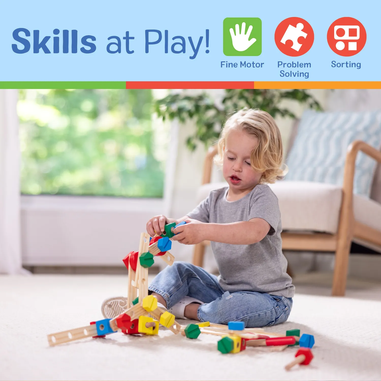 Melissa & Doug Construction Set in a Box bouwset 48-delig hout
