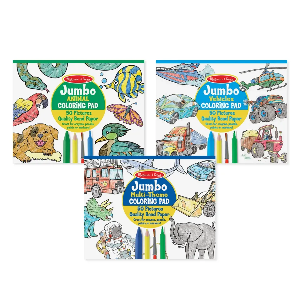 Melissa & Doug Kleurblok 3-pack dieren voertuigen groot