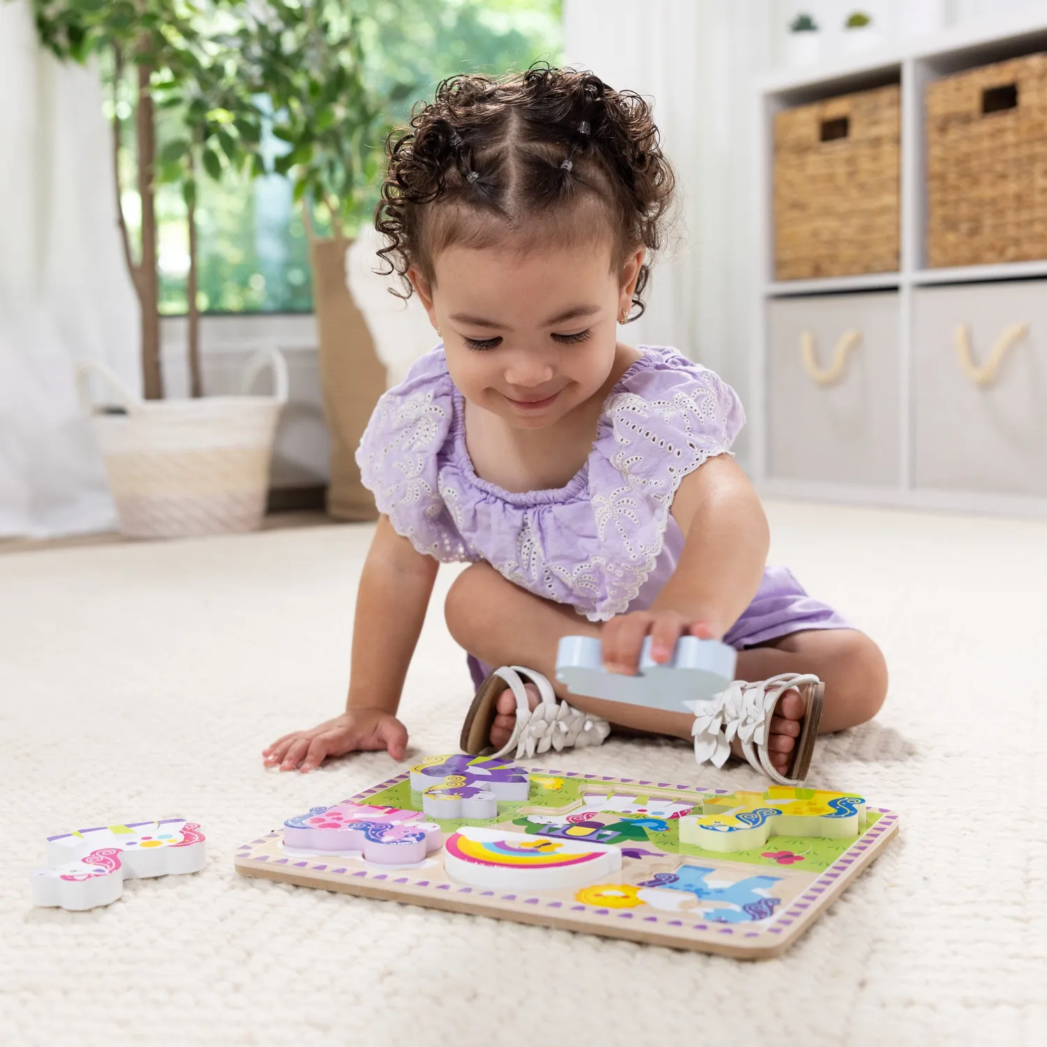 Melissa & Doug Unicorn Chunky Puzzle puzzel 6 stukjes hout
