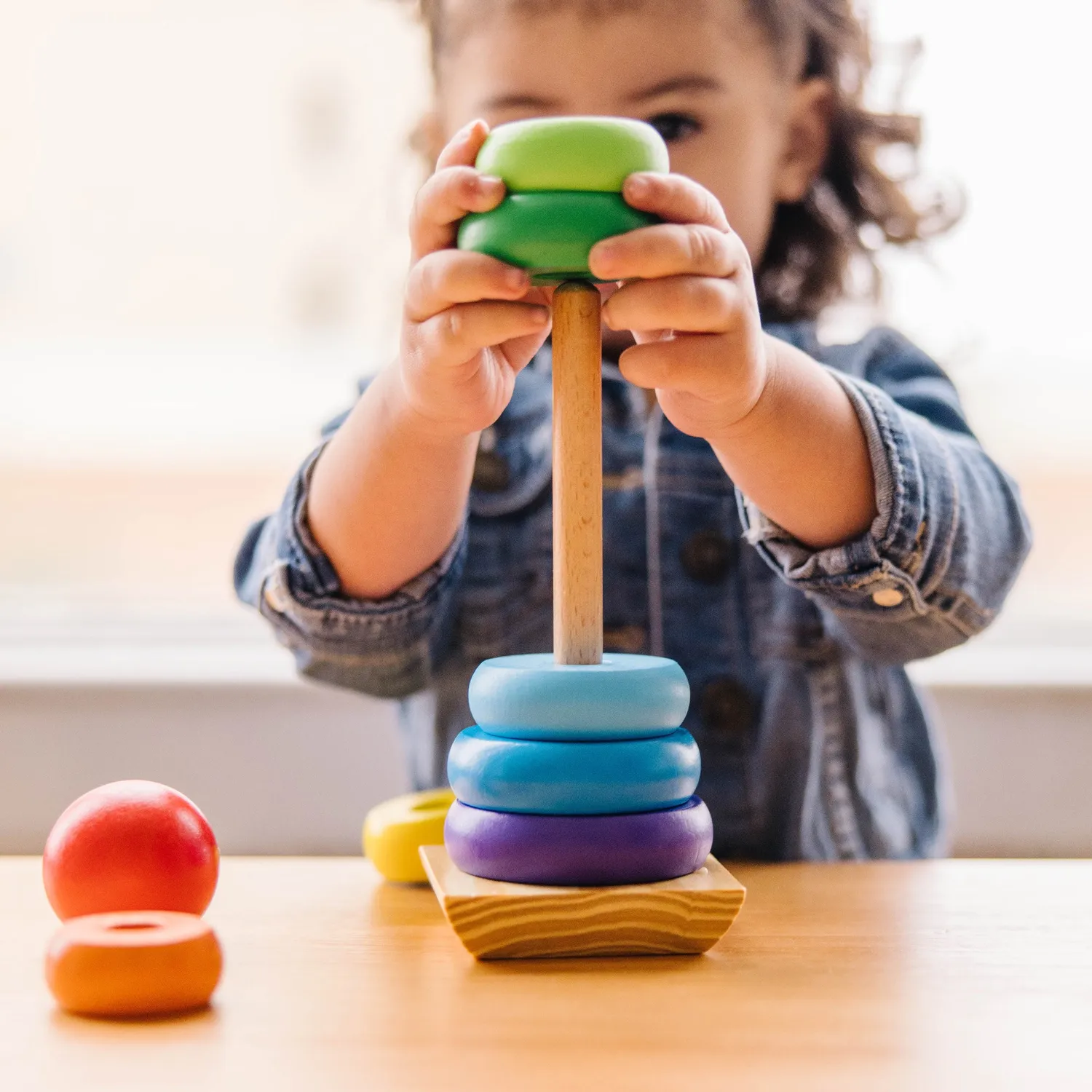 Melissa & Doug Rainbow Stacker stapeltoren hout 8-delig