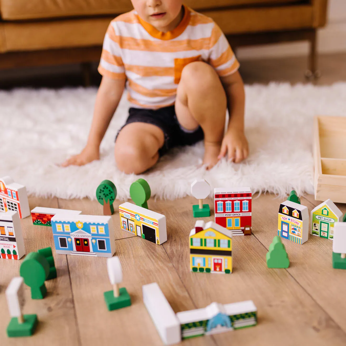 Melissa & Doug Wooden Town houten speelset 32-delig stad