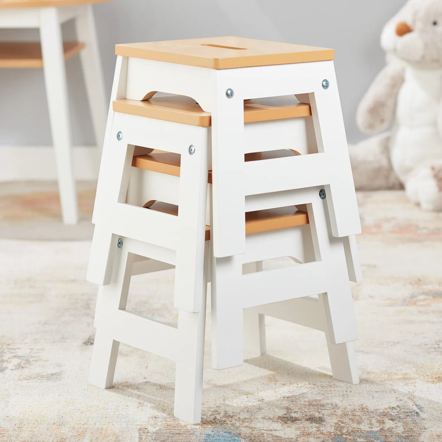 Melissa & Doug Wooden Stools houten krukjes 4 stuks