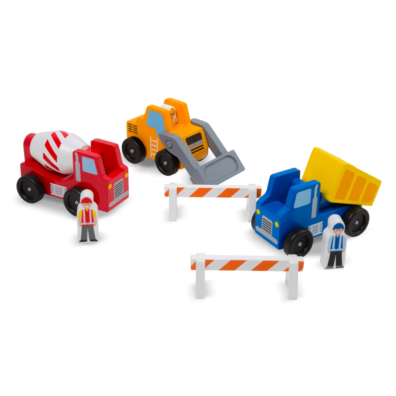 Melissa & Doug Classic Wooden Toy Construction Vehicle Set bouwvoertuigen