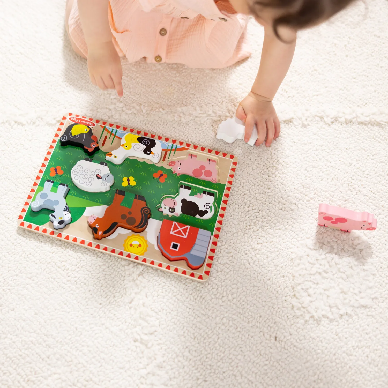 Melissa & Doug Farm Animals Chunky Puzzle houten puzzel 8 stukjes