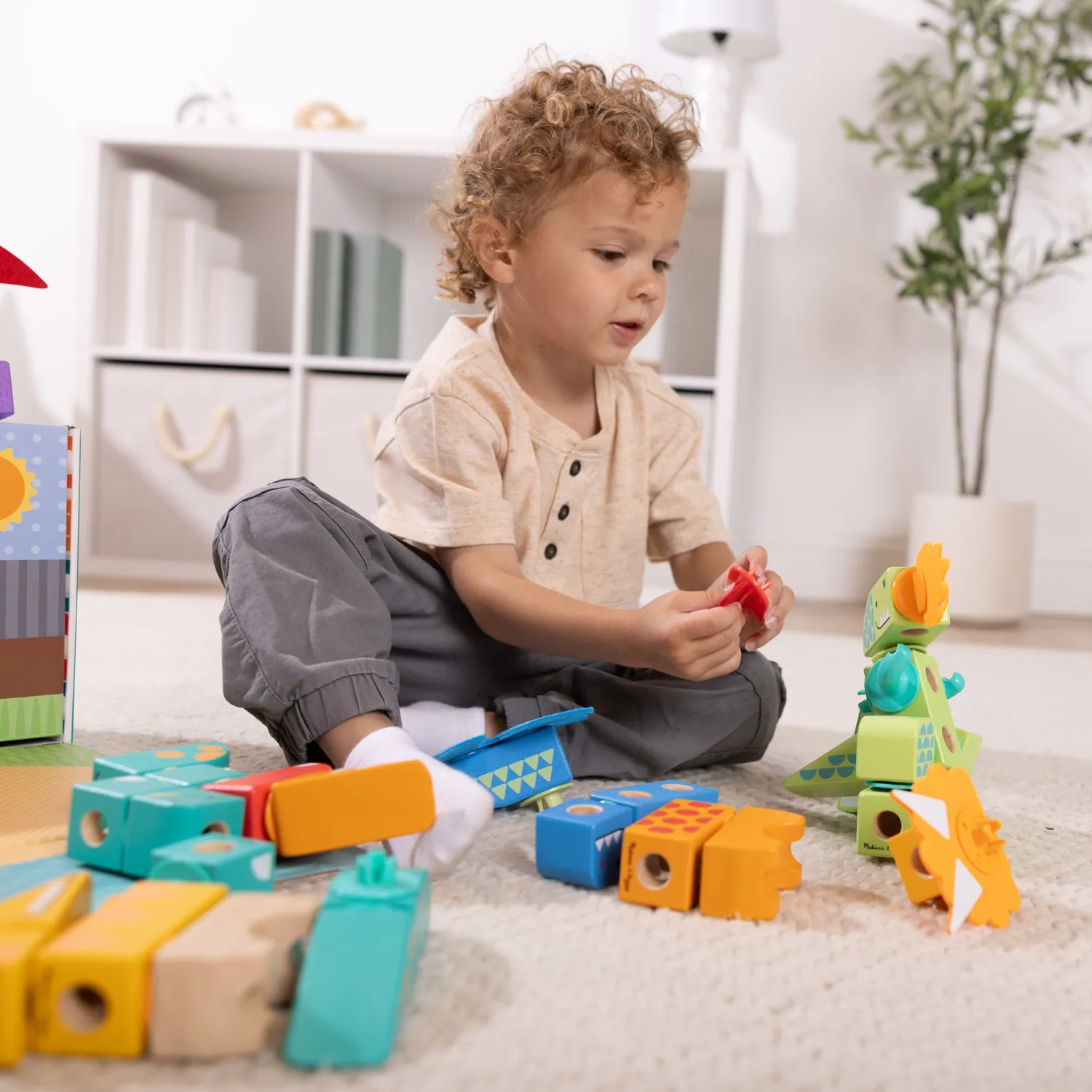 Melissa & Doug Blockables Dinosaur bouwset hout dino