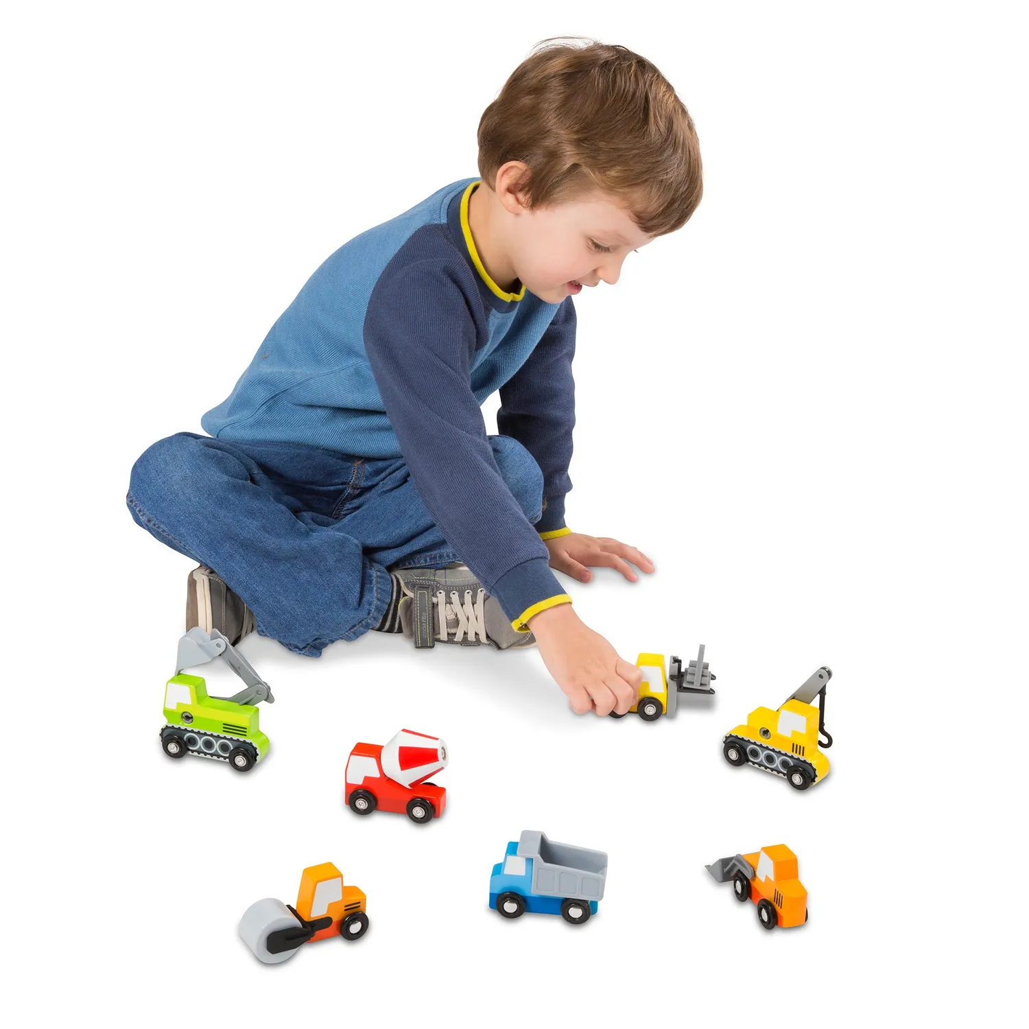 Melissa & Doug Wooden Construction Site Vehicles 8-delig