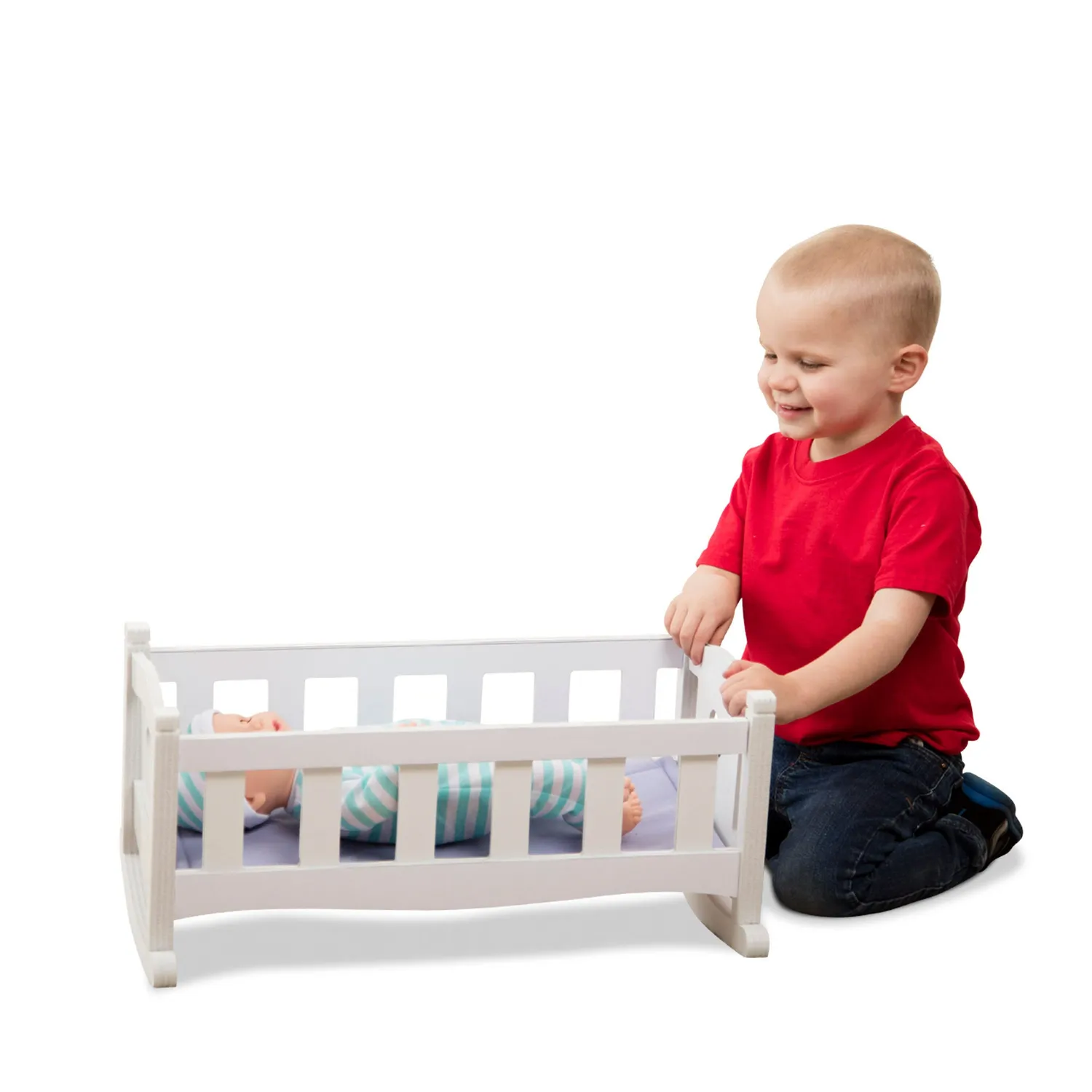 Melissa & Doug Mine to Love poppenwieg hout wit