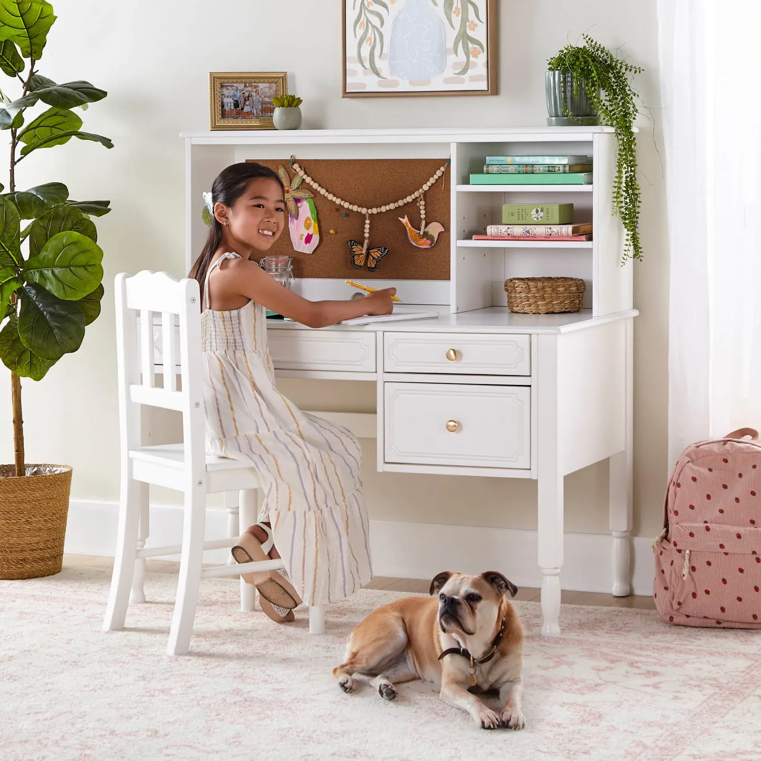 Guidecraft Avery Desk Hutch Chair kinderbureau met stoel