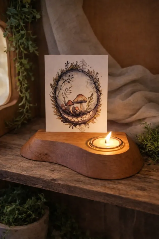Ginger Fairy Forest mushroom ansichtkaart A6 structuurkarton