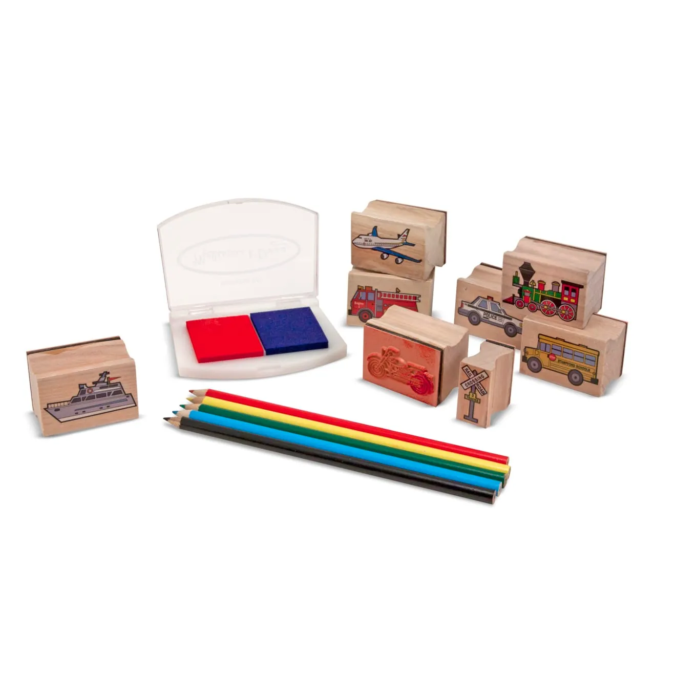 Melissa & Doug Vehicles stempelset voertuigen met inktkussen