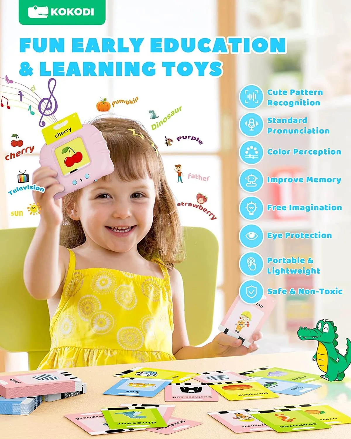 KOKODI Talking Flash Cards leerkaarten kat blauw 224 woorden