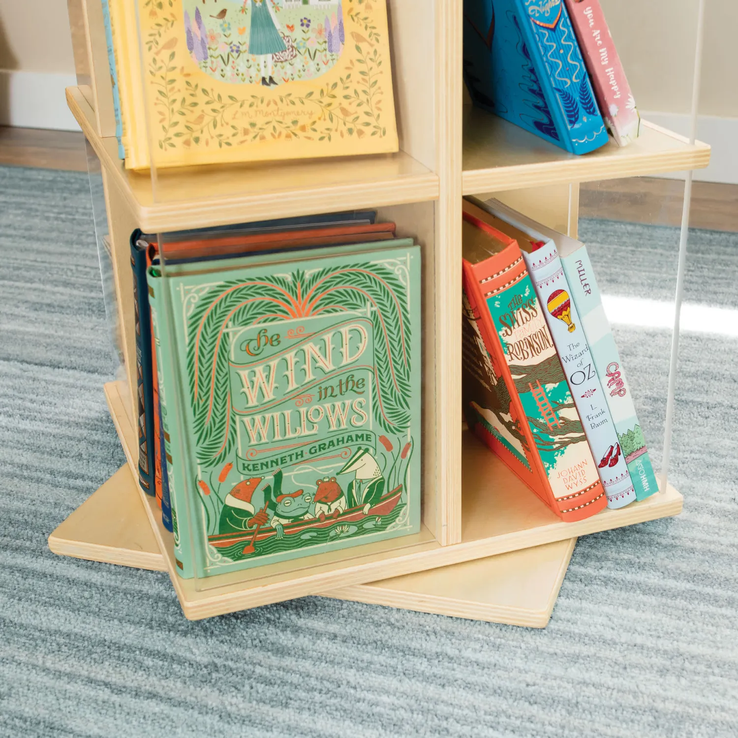 Guidecraft EdQ Rotating Book Display 3 Tier boekenrek naturel berkenhout