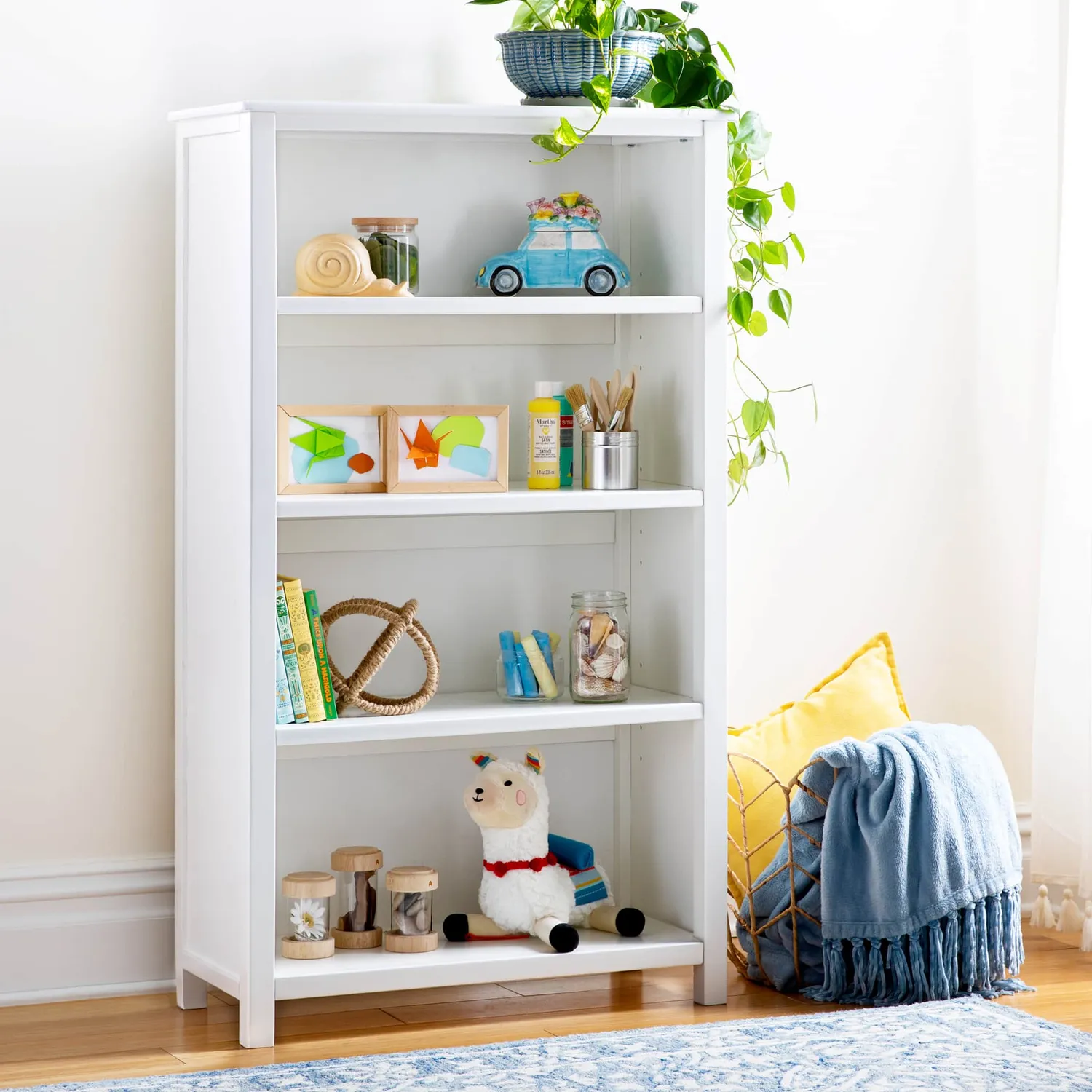 Guidecraft Taiga 4-Shelf 54" boekenkast Wit hoge kast