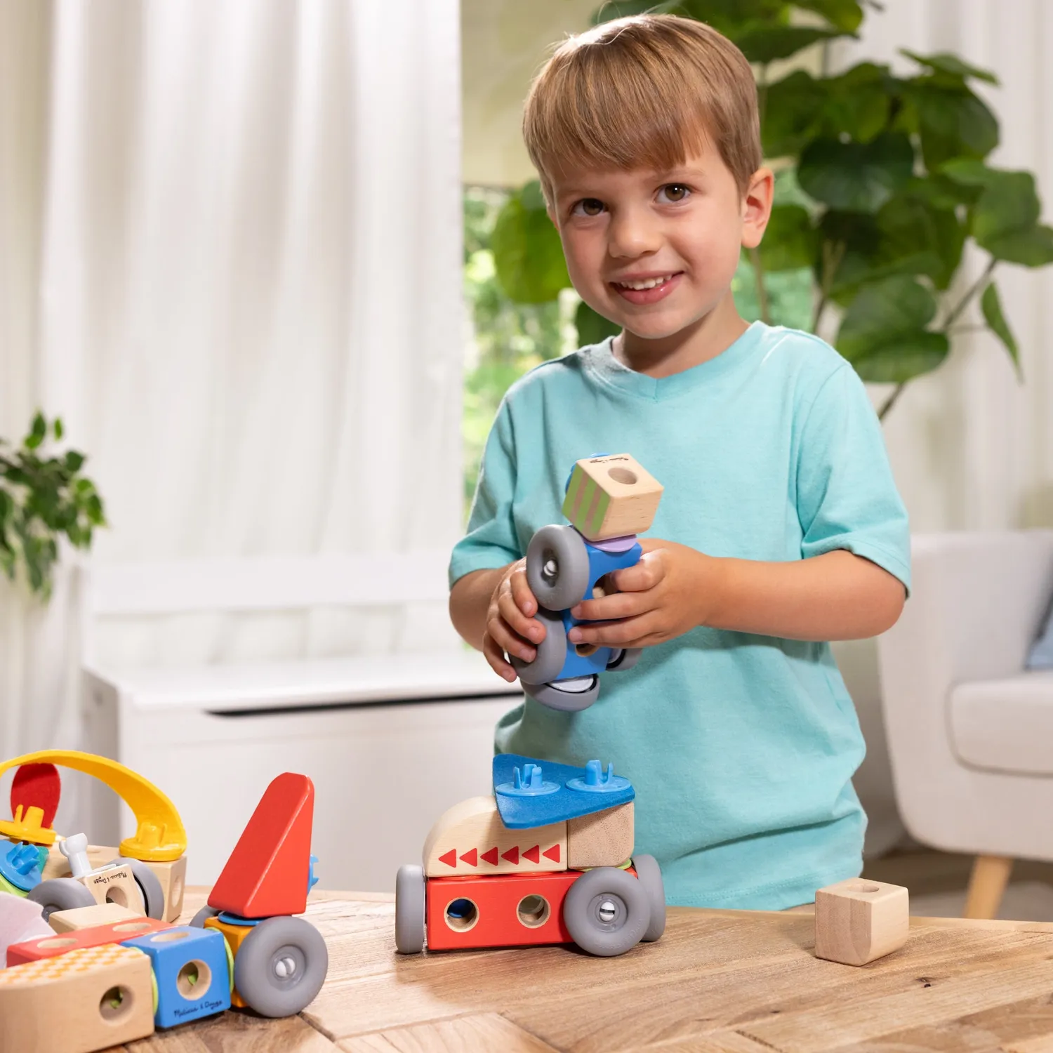 Melissa & Doug Blockables voertuigen bouwset hout