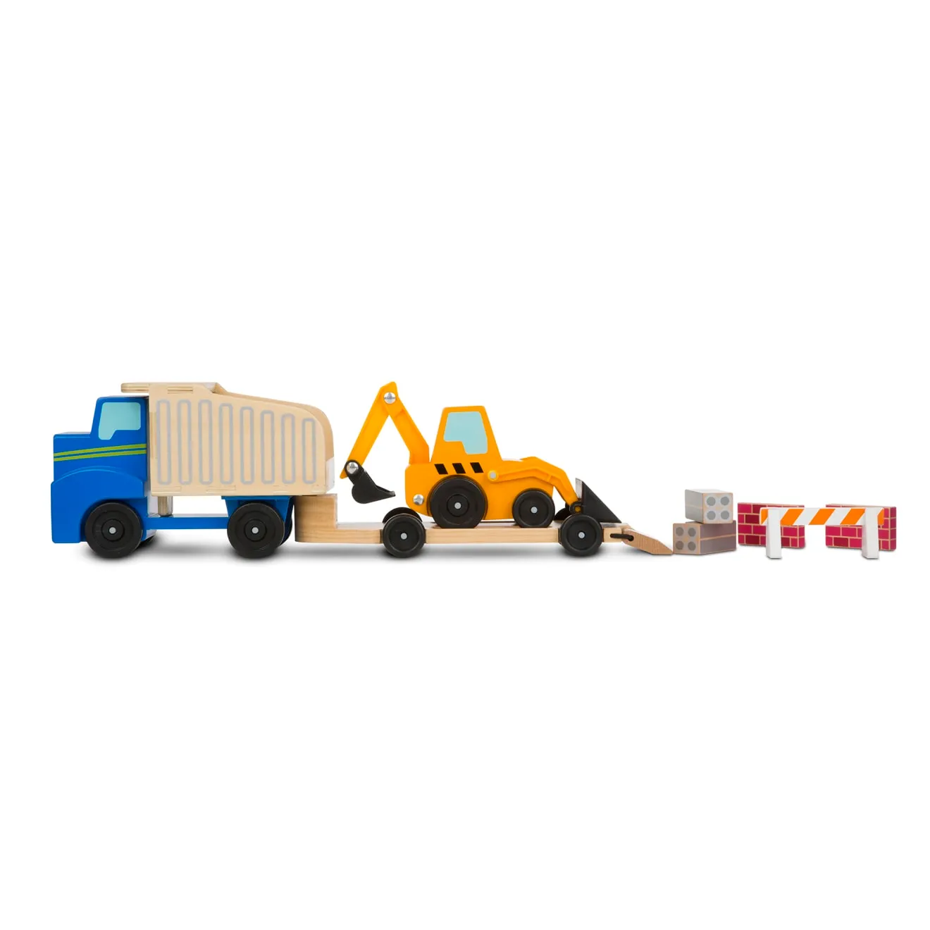 Melissa & Doug Classic Toy Dump Truck & Loader houten voertuigen 8-delig