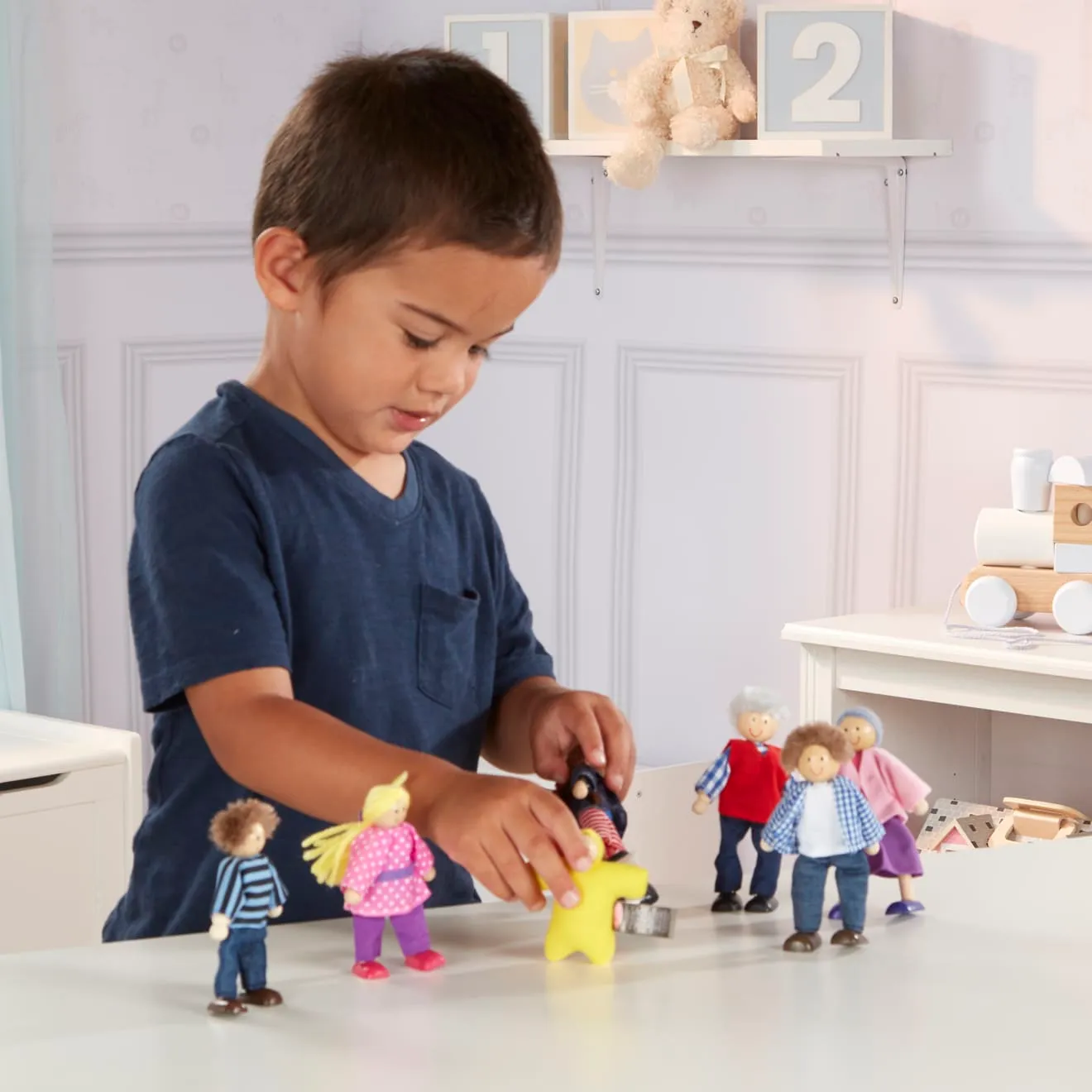 Melissa & Doug houten poppenfamilie 7 poppetjes beweegbaar